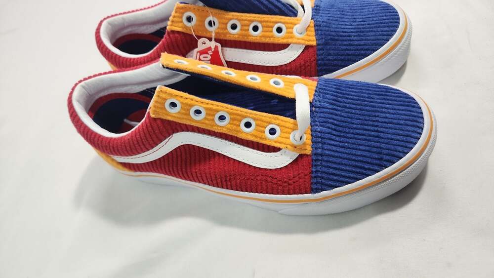 Vans Old Skool Corduroy Multi Color Block Primary Red Blue Orange - Picture 2 of 5